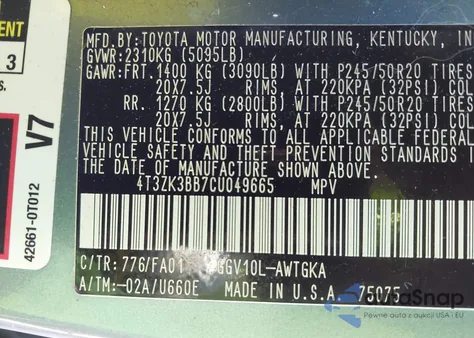 2012 Toyota Venza Le V6 from USA, damaged, VIN 4T3ZK3BB7CU049665